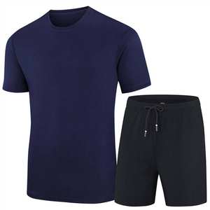 Ensemble de vêtements d'été pour hommes, ensemble de sport, t-shirt à manches courtes et shorts, ensemble deux pièces, mode grande taille, style streetwear, ensemble en coton - Product Image 3