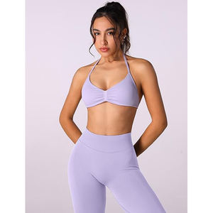 Ensemble de yoga au design interactif pour femmes, soutien-gorge de sport respirant en tricot, leggings sculptants taille haute, séchage rapide, mélange de nylon et de spandex - Product Image 6