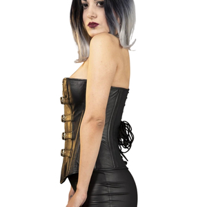 Robe corset sans bretelles en cuir PU noir avec détails de boucle, tenue de club moulante pour adulte, soutien-gorge intégré, écologique, sexy - Product Image 2