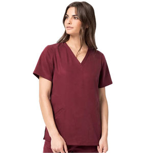 Wholesale High Quality Women Medical <b>Scrub</b> Uniform V-neck Short Sleeve Nurse Hospital Workwear Elastic Soft Surgical <b>Scrub</b> <b>Set</b> - Product Image 1