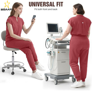 Ensemble de tenues médicales pour femmes, haut sans manches à col montant et pantalon de jogging, 8 poches - Product Image 5