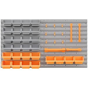 Kit Organizzatore Attrezzi da Parete con 44 Pezzi, Ganci e Contenitori di Varie Dimensioni, Finitura Arancione per Bagno - Product Image 1