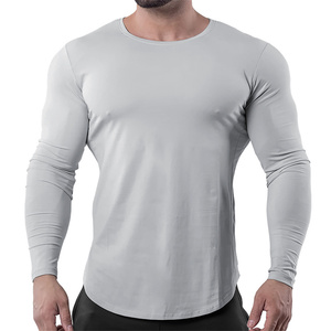 Muscle Sports Fitness Casual Fashion OEM logo Custom <b>Men's</b> Slim <b>Stretch</b> Gym Workout Athletic <b>Men</b> Long Sleeve T-<b>shirt</b> t <b>Shirts</b> - Product Image 5