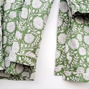 Conjunto de Pijama de Algodón 100% con Estampado Floral, Cuello Camisero, Manga Larga, Cierre de Botones, Suave y Transpirable, Ropa de Dormir para Mujer - Product Image 3