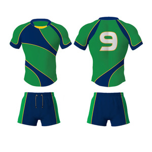 Conjunto de Rugby de 2 Piezas de Alta Calidad: Camiseta de Rugby Cosida a Máquina para Entrenamiento, Muy Demandada, y Pantalones Cortos Estampados - Product Image 1