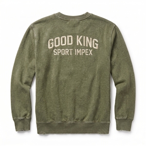 Custom Acid Wash Crewneck Fleece Sweatshirt 100% Cotton Heavyweight Vintage Washed Embroidered Regular Fit Men's OEM ODM - Product Image 2