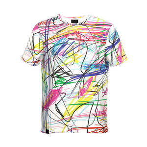 Men's Short Sleeve O-Neck T-Shirt With Hand-Painted <b>Abstract</b> Pattern Regular Fit Knitted Casual Style - Product Image 1