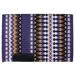 Tapis de selle en coton à motif aztèque bleu avec doublure en polaire, couverture de selle en laine pour cheval de style western - Product Image 3