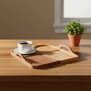 Wooden Printed Breakfast Tray with Handles Decorative Tea & <b>Coffee</b> Serving Tray for Kitchen Dining Home Decor - Product Image 3
