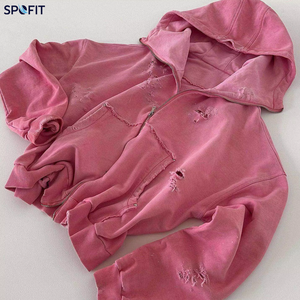 Conjunto Deportivo Oversize de Dos Piezas para Mujer, Color Rosa, Estilo Casual, con Sudadera con Capucha y Cierre y Pantalones Largos, Ecológico y Lavado - Product Image 5