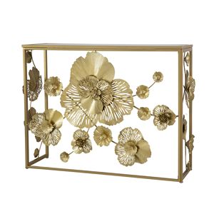Consolle Dorata 99,75 cm x 30,5 cm x 77,5 cm con Piano in Vetro a Specchio, Tavolo Moderno per Ingresso, Soggiorno o Foyer - Product Image 6