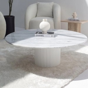 Mesa de Centro Vandana Zenova Lunaris Bianco Joya con Cuatro Opciones de Color de Base para Decoración Moderna - Product Image 1