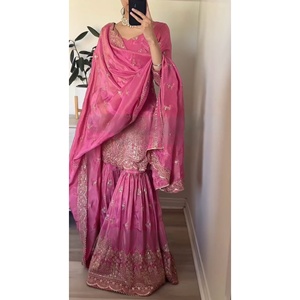 Pure Heavy Simar Georgette Top & Plazzo Dupatta Set para mujer para fiesta - Product Image 3