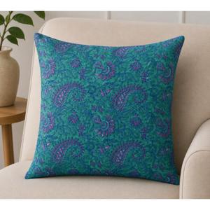 Housse de coussin en coton imprimé à la main indienne, style bohème, pour canapé, décoration intérieure - Product Image 1