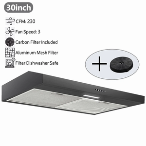 ฮูดด์ครัวแบบติดตั้งใต้ตู้ขนาด 30 นิ้ว 3 ระดับความเร็ว 230 CFM พร้อมไฟ LED สีดำ - Product Image 2