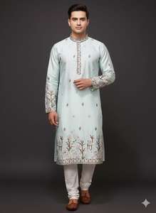 Conjunto de Kurta y Pijama de Seda Pura Premium para Hombre al por Mayor con Algodón Raymond – Ropa de Diseñador para Bodas y Fiestas (M-XXL) - Product Image 2