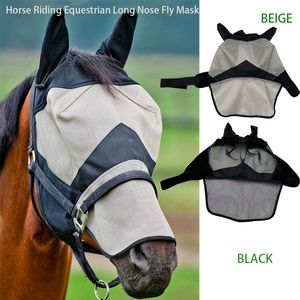 Summer Protection Genuine Leather Fly Mask for Horses Breathable Mesh UV Block Soft Ear/Nose Guard Design Breeches Horse Riding - Product Image 1