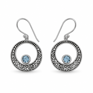 Boucles d'oreilles fines en argent sterling 925 avec topaze bleue naturelle facettée BER-05, prêtes à être expédiées, en stock, faible MOQ, bijoux indiens pour femmes - Product Image 1