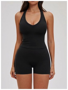 Conjunto de Yoga de Compresión para Mujer al por Mayor Personalizado, Conjunto Deportivo de Sujetador y Pantalones Cortos Elásticos de Secado Rápido con Contraste de Color - Product Image 2