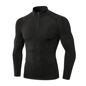 <b>Men's</b> White <b>Long</b> <b>Sleeve</b> Compression Shirt Half Zip Stand Collar Slim Fit Base Layer Athletic <b>Top</b> by Shahas International - Product Image 3