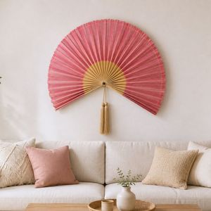 <b>Large</b> Handmade Bamboo <b>Wall</b> Fan Rustic Woven <b>Wall</b> <b>Decor</b> Eco-Friendly Decorative Hanging for Living Room Bedroom - Product Image 3