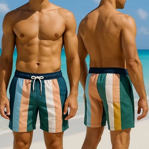 Men's Washed Swimming <b>Trunks</b> <b>Boxer</b> Style Fashionable Back Bag Design Breathable Waterproof Quick Dry Drawstring Closure - Product Image 5
