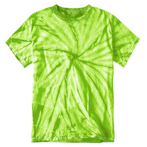 T-shirt à manches courtes pour homme, vert néon, tie-dye en spirale, col rond, décontracté - Product Image 1