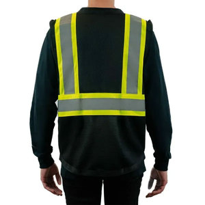 Construction Men's Hi-Viz Working Reflective Tape Vest Workwear Security High Visibility Zipper Vest <b>Jackets</b> For <b>Worker</b> - Product Image 4