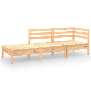 Ensemble de salon de jardin modulaire moyen en bois de pin massif naturel, mobilier d'extérieur durable - Product Image 2
