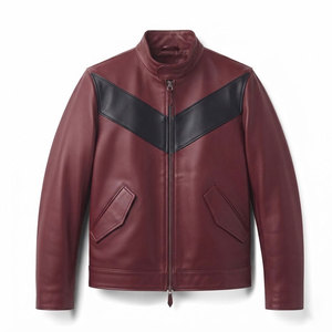 Refined Men Genuine Leather <b>Jacket</b> <b>Smart</b> Casual Outerwear With Full Zip Front Collar Smooth Texture And Comfortable Lining - Product Image 1