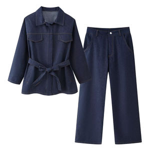 Ensemble deux pièces en jean sur mesure sans manches pour femme, décontracté, été, séchage rapide, respirant, tendance, unisexe - Product Image 2