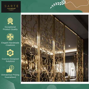 Paravent de Chambre Rétractable de Qualité Exceptionnelle, Taille Personnalisée, Style Luxueux, en Alliage d'Aluminium Doré, à Prix Compétitif - Product Image 4