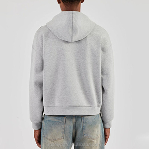New Premium Loose Functional Pockets 450 Gsm Heavyweight Blank Oversized Men Cropped Boxy <b>Grey</b> <b>Zip</b> <b>up</b> Scubas <b>Hoodie</b> - Product Image 3