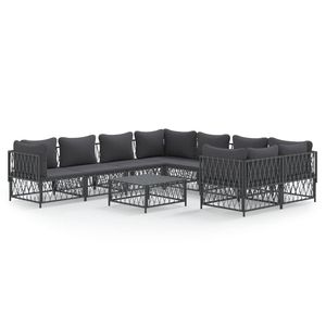 Set da Giardino Modulare in Tessuto Intrecciato Antracite, 9 Pezzi - Product Image 2