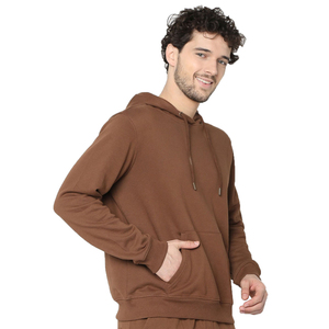 Custom Print Winter Hooded 100% Cotton Fleece Men's Tracksuit Set Flared Pant Pullover Hoodie Streetwear Solid Heavyweight - Product Image 3