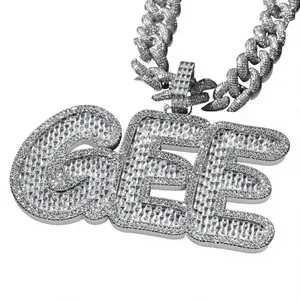 Personalization Custom Name GEE Latter <b>Pendant</b> Hip Hop Fully Iced VVS1 Moissanite <b>Gold</b> Plated Sterling Silver <b>Pendant</b> <b>Necklace</b> - Product Image 1