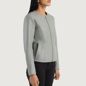 Chaqueta de Cuero Genuino de Cordero para Mujer, Diseño Personalizable, Estilo Motero, Alta Calidad, Tendencia Actual - Product Image 2