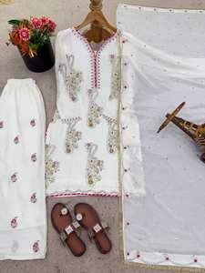 Conjunto de Traje Palazzo Completamente Cosido y Listo para Usar con Bordado de Lentejuelas, Traje Palazzo de Boda para Mujer - Product Image 4