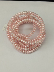 Collier de perles d'eau douce roses naturelles AAAA+ 7-7,5 mm, brin de perles de culture 64 pouces, surface lisse, bijoux fins, vente en gros - Product Image 4