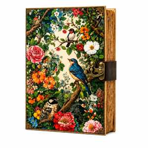 Diario de Tapa Dura con Espiral de Cuero Grimoire Birds & Flowers, Diario Floral Vintage Hecho a Mano, 100 Hojas - Product Image 1