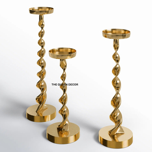 Articles de décoration d'intérieur de luxe, ensemble de porte-bougies circulaires en métal doré, style nordique minimaliste, pour mariage, table à manger - Product Image 2