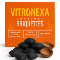 Briquettes de charbon de coco Vitronexa Energy |   Combustible pour barbecue sans fumée, écologique, en forme d'oreiller |   Faible teneur en cendres, haute valeur calorifique, longue durée