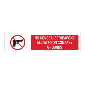 Brady Slider Safety Sign-No Concealed Weapons <b>Message</b> for Company Entrances UV Printed PVC <b>Board</b> - Product Image 2