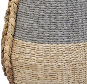 Panier en jacinthe d'eau tressé à la main avec poignées tressées, panier de rangement décoratif pour salon, chambre, chambre d'enfant, maison - Product Image 4