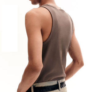 Débardeur côtelé à col rond pour homme, décontracté, en maille, couleur unie, sans manches - Product Image 5
