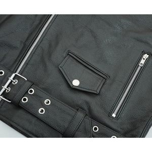 Custom Genuine <b>Leather</b> Studded Biker <b>Vest</b> <b>Mens</b> Punk Style Motorcycle <b>Leather</b> Waistcoat With Asymmetrical Zip Closure - Product Image 6