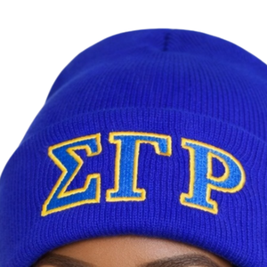 Sigma Gamma Rho Blue Beanie Hat Women ΣΓΡ Embroidery Knit Cap Warm Winter Skull Cap Casual Stylish Fit - Product Image 5