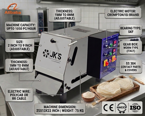 เครื่องทำโรตีจาปาตี JK'S รุ่น 1050 ชิ้น/ชั่วโมง ทำจากสแตนเลส ปรับความหนาได้ 2-9 นิ้ว อุปกรณ์เบเกอรี่ - Product Image 2
