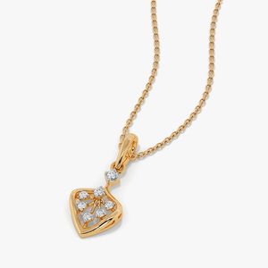 Women's 18K <b>Solid</b> <b>Gold</b> Diamond <b>Pendant</b> Necklace Princess Cut Flower Design Box Chain Classic Style Everyday Wear - Product Image 2