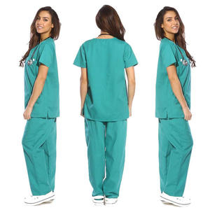 GLOWING NEON INDUSTRY Women V-Neck Doctor Scrub <b>Top</b> Set Logo Rayon Hospital Uniforms Blouse Woven OEM Service Needle Seamless - Product Image 1